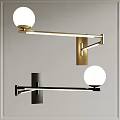 Modern Wall Lamp Design With Gold Black Metal Frame And Spherical White Shade