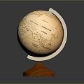 Vintage Globe With Wooden Base And Detailed World Map Surface