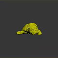 Realistic Orange And White Bulldog Lying On Black Smooth Surface With Reflection
