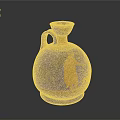 Ancient Orange And Black Vase Sculpture With Decorative Figure Patterns