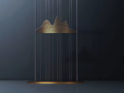 Modern Home Room Divider With Metal Frame And Mountain Shape Decorative Design 3d model