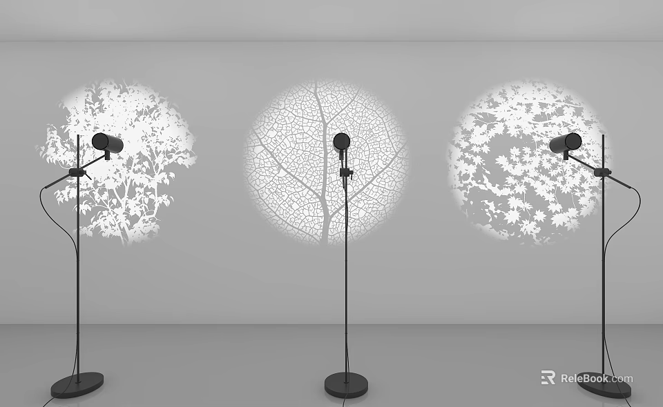 Downlights Spotlights Creating Projected Leaf Dandelion Shadows Modern Wall Decor 3d model 