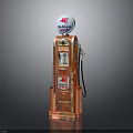 Vintage Red Gas Pump With Mobilgas Logo In Classic Retro Design