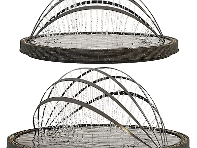 Garden Ornaments With Circular Base And Curved Metal Arches Water Feature 3d model