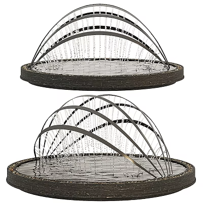 Garden Ornaments With Circular Base And Curved Metal Arches Water Feature 3d model
