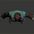 3D Character With Red Hair Brown Jacket Blue Accents Blue Pants Purple Green Detailed Shoes