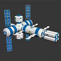 Space Station Equipment With Solar Panels Modular Components Thruster Units And CSS Label 3d model