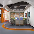 Modern Bright Public Office Space With Workstations Desktop Computers Bookshelves And Green Plants