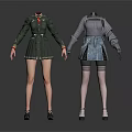 Female Mannequins Showcasing Two Different Stylish Outfits With Coats And Skirts
