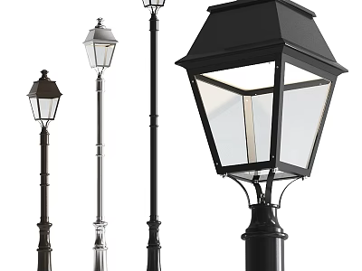 Stylish Lanterns In Various Colors And Designs On Decorative Lamp Posts 3d model