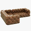 Classic Brown Leather Two-Seater Sofa With Tufted Design And Comfortable Seating 3d model