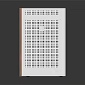 Modern Entryway Sideboard Cabinet With White Perforated Panels And Wooden Shelves