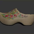 Traditional Dutch Wooden Clog With Colorful Floral Patterns And Hand Painted Artwork