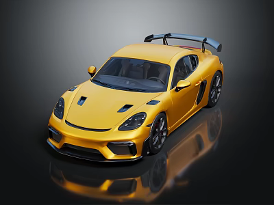 Yellow Sports Car Featuring Rear Spoiler Sporty Shiny Exterior And Reflective Surface 3d model