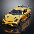 Yellow Sports Car Featuring Rear Spoiler Sporty Shiny Exterior And Reflective Surface