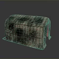 Brownish Gray Textured Storage Box With Stitched Design Worn Texture Arched Top And Metal Lock