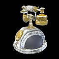 Vintage Office Telephone With Classic Rotary Dial And Metallic Finish Design
