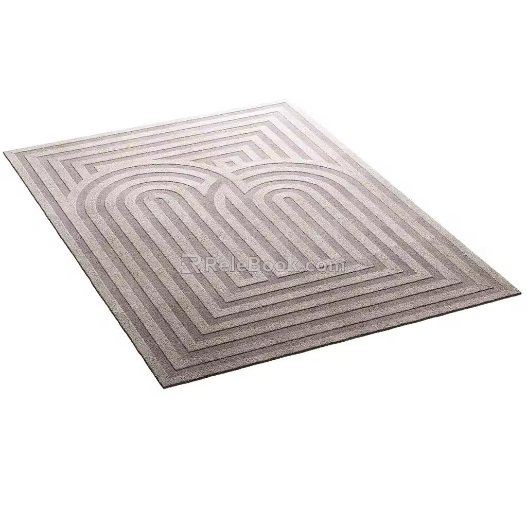 Classic beige rectangular carpet 3d model