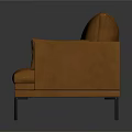 Modern Orange Leather Three Seater Sofa With Metal Legs And Simple Design