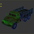 Vintage Green Rusty Truck Featuring Open Bed And Large Off Road Tires