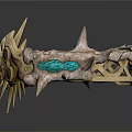 Ornate Golden Bracelet with Spikes Intricate Patterns and Turquoise Accents