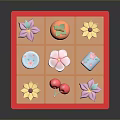 Assorted Colorful Traditional Japanese Sweets in Red Box with Flower Fruit Shapes