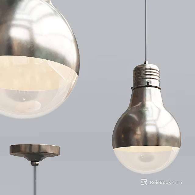 Modern Metallic Spherical Pendant Lights With Shiny Finish And Contemporary Design 3d model 