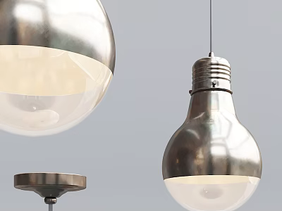 Modern Metallic Spherical Pendant Lights With Shiny Finish And Contemporary Design 3d model