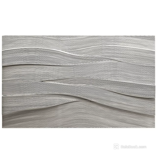 Gray Wavy Striped Textured Decorative Wall Panel Design With Layered Lines For Modern Interiors 3d model 