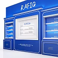 RAFIG Blue Exhibition Booth With Product Display Shelves And Skin Care Items