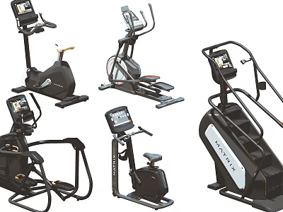 Multifunctional Fitness Equipment Collection Including Elliptical Trainer Exercise Bike Rower And Stair Climber 3d model