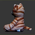 Plush Cat Stuffed Toy With Orange White Stripes Purple Ears And Blue Nose