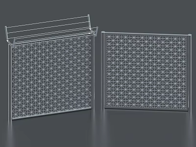 Modern Building Facade With Two Panels Geometric Grid Pattern And Transparent Design 3d model