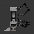 3D Model of Circular Metallic Structure With Mechanical Arms And Steps