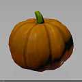 Fresh Orange Pumpkin With Green Stem Ripe Whole And Healthy Appearance