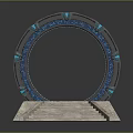 Decorative Circular Archway Structure With Blue Accents And Stone Steps Base 3d model
