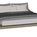 Modern Double Bed Design With Wooden Platform Frame White Mattress And Gray Bedding
