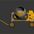 Yellow Portable Concrete Mixer With Wheels And Control Panel Frame