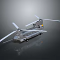 Military Twin Rotor Helicopter Gray Body With Main Rotor Blades Design