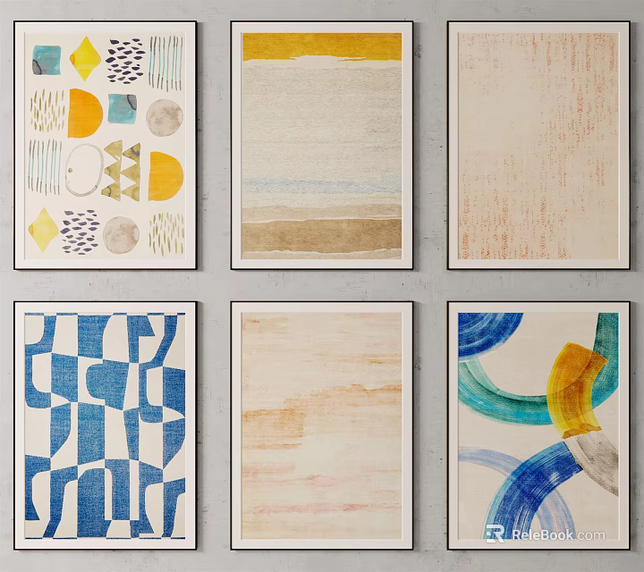 Abstract Decorative Wall Art Paintings With Various Modern Patterns and Styles 3d model