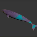 Colorful Purple And Blue Gradient Whale With Shiny Metallic Surface And Smooth Finish