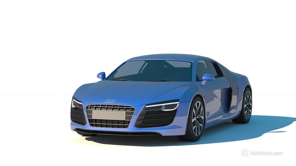 Blue Audi R8 Sports Car With Sleek Design Streamlined Body And Alloy Wheels 3d model 