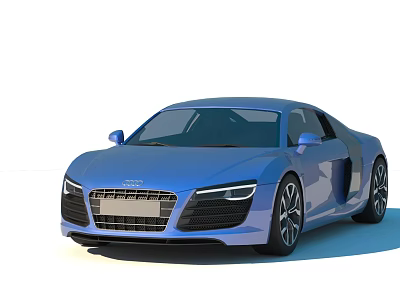 Blue Audi R8 Sports Car With Sleek Design Streamlined Body And Alloy Wheels 3d model