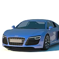 Blue Audi R8 Sports Car With Sleek Design Streamlined Body And Alloy Wheels