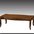 Elegant Classic Wooden Coffee Table with Intricate Carved Surface and Curved Legs