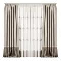 Striped Layered Curtains With White Sheer Panels And Fringe Hem For Home Decor