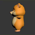 Cute 3D Cartoon Hamster Orange And White With Big Eyes Arms Outstretched Dark Background