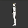 Game And Movie Character In Military Style Uniform With Naval Cap Medals And Knee Pads
