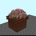 Wooden Planter Box With Purple Flowers For Garden Decor On Tile Floor
