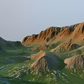 Breathtaking Mountain Landscape With Winding River Rolling Hills And Lush Green Grasslands